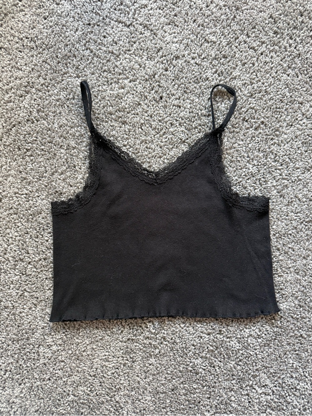 Brandy Melville black lace trim tank top